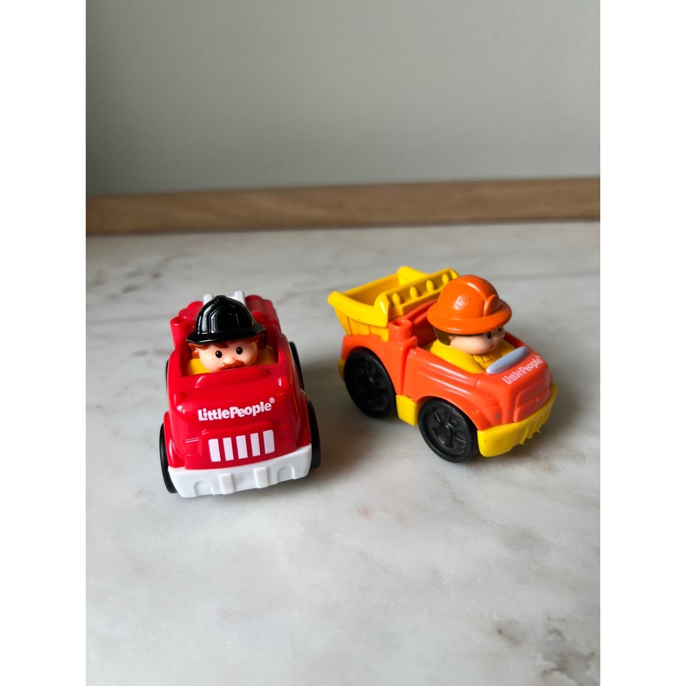 Fisher-Price Little People Wheelies Fire Truck and Dump Truck Vehicle Toy
